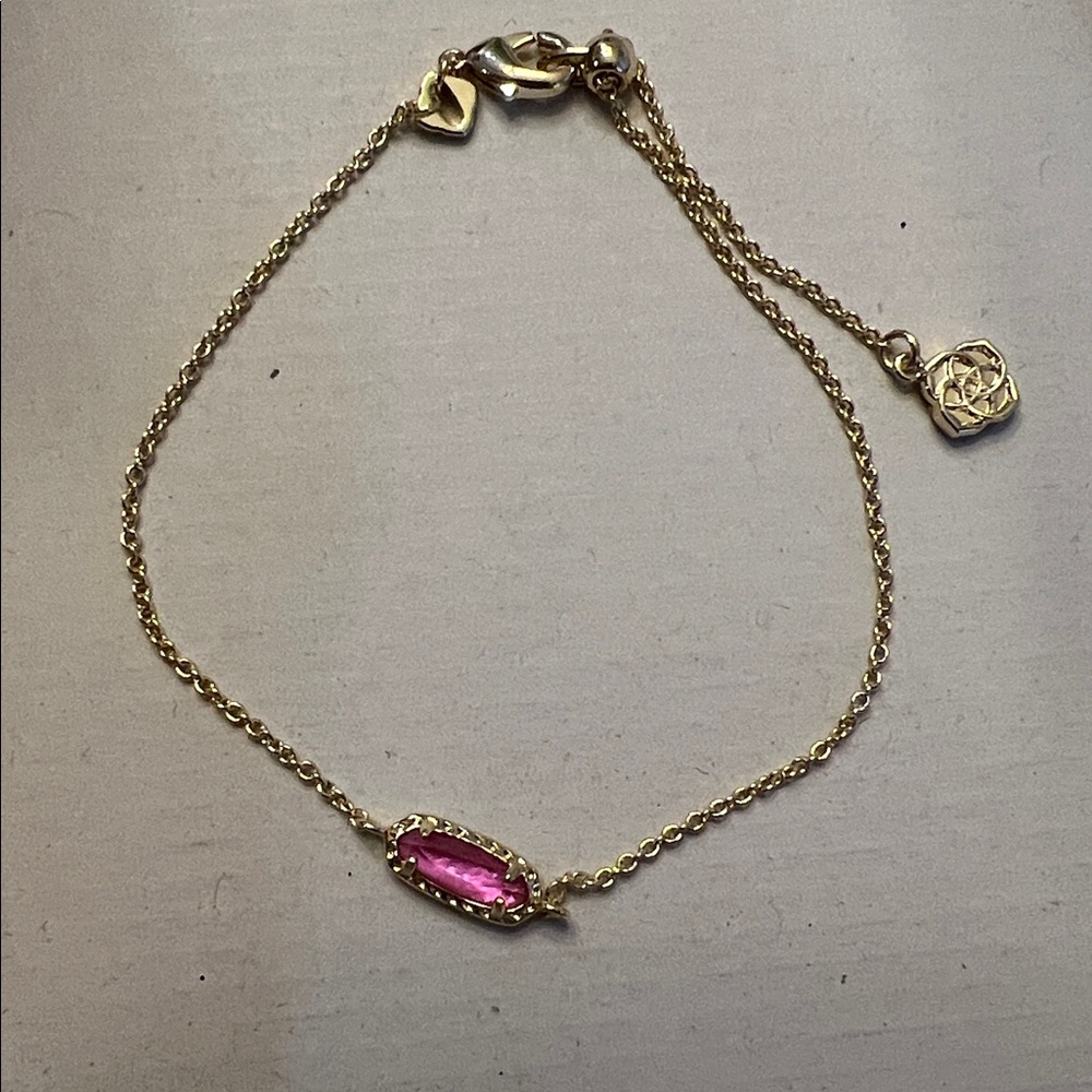 Kendra Scott Emma Delicate Rose Quartz Bracelet 14K Gold Over Brass